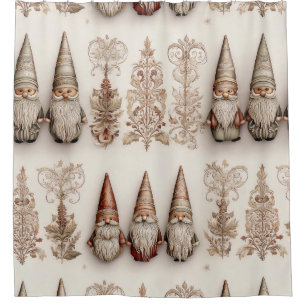 Whimsical Garden Gnomes & Botanical (3) Shower Curtain