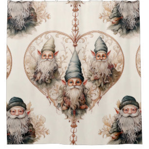 Whimsical Garden Gnomes & Botanical (4) Shower Curtain