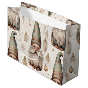 Whimsical Garden Gnomes & Botanical Large Gift Bag