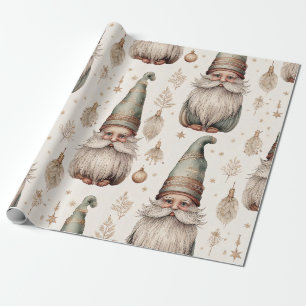 Whimsical Garden Gnomes & Botanical Wrapping Paper