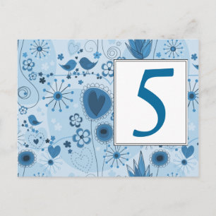Whimsical Garden in Blue Table Number Postcard