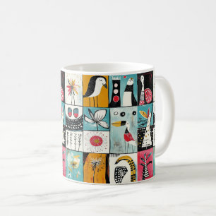 Whimsical Garden of Birds and Blooms Coffee Mug