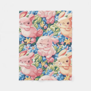Whimsical Garden of Playful Rabbits Blanket Design