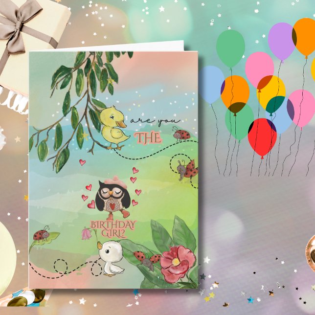 Whimsical Garden Owl & Duckling Holiday Card (Whimsical Garden Owl & Duckling Holiday Card)