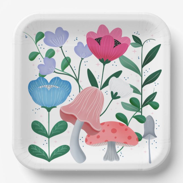 Whimsical Garden Paper Plate (Front)