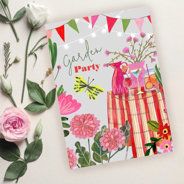 Whimsical Garden Party Birthday Flower Butterflies Invitation (Creator Uploaded)