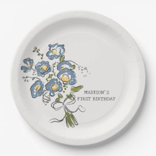 Whimsical Garden Party Bright Floral Birthday Paper Plate