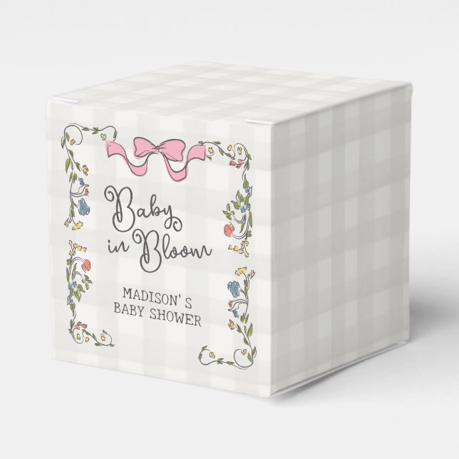 Whimsical Garden Party Doodle Floral Baby Shower Favour Box (Front Side)