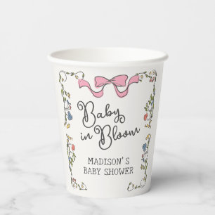 Whimsical Garden Party Doodle Floral Baby Shower Paper Cups