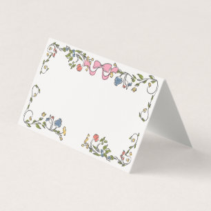 Whimsical Garden Party Doodle Floral Place Card
