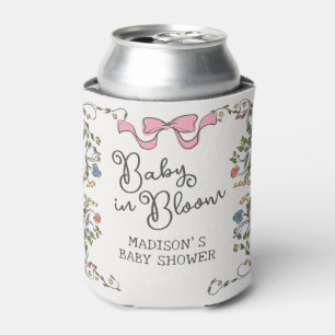 Whimsical Garden Party Floral Doodle Baby Shower Can Cooler