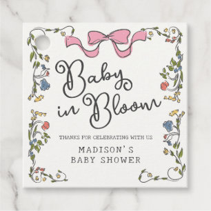 Whimsical Garden Party Floral Doodle Baby Shower Favour Tags