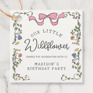 Whimsical Garden Party Floral Doodle Birthday Favour Tags