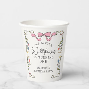 Whimsical Garden Party Floral Doodle Birthday Paper Cups