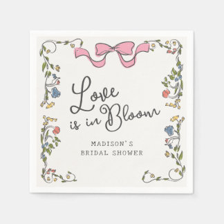 Whimsical Garden Party Floral Doodle Bridal Shower Napkin