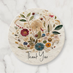 Whimsical Garden Pressed Flowers Bohemian Wedding Favour Tags