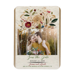 Whimsical Garden Pressed Flowers Bohemian Wedding Magnet