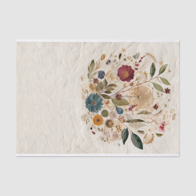 Whimsical Garden Pressed Flowers Bohemian Wedding Tissue Paper (Front)