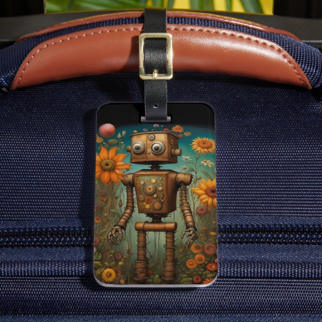 Whimsical Garden Robot | Digital Art  Luggage Tag (Front Insitu 2)