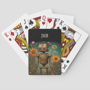 Whimsical Garden Robot   Digital Art  Playing Cards