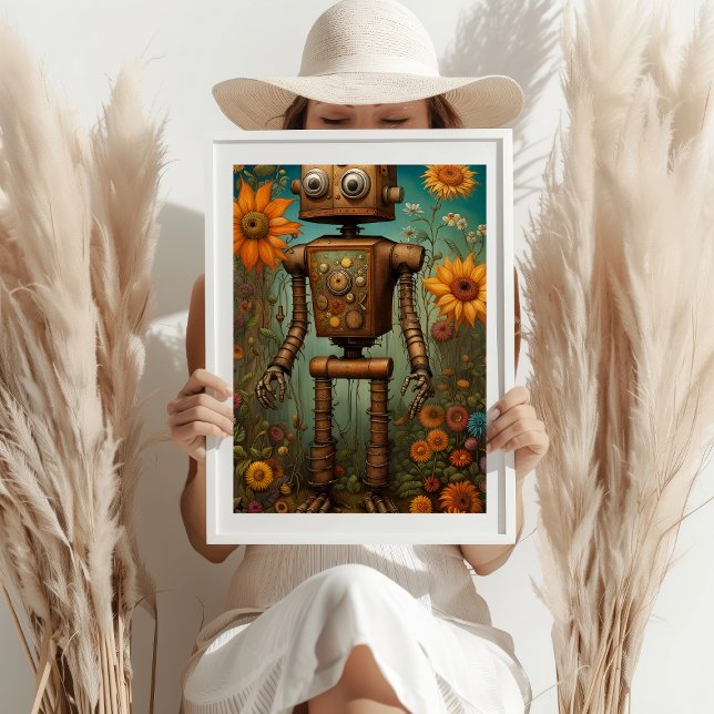 Whimsical Garden Robot | Digital Art  Poster (Creator Uploaded)