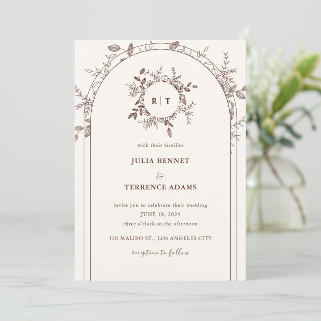 Whimsical Garden Romance: Wedding Invitation (Standing Front)