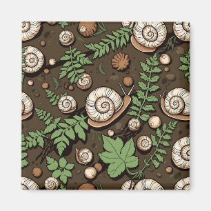 Whimsical Garden Snail Herb Pattern Magnet