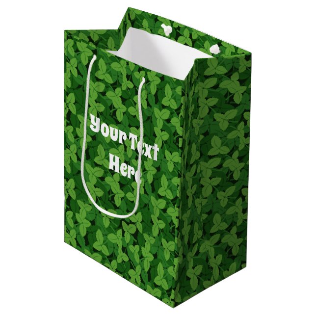 Whimsical Garden Strawberry Leaves Gift Paper Bag (Front Angled)