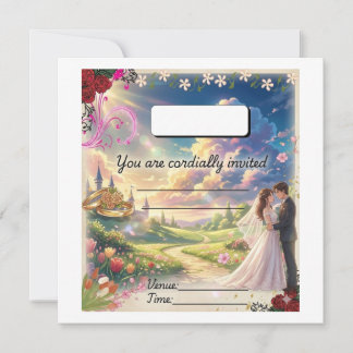 Whimsical Garden Sunset Wedding Invite Card