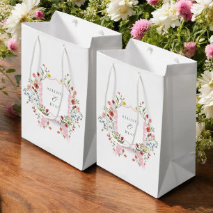 Whimsical Garden Wedding Crest Monogram Medium Gift Bag