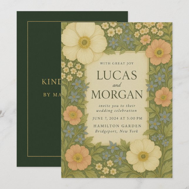 Whimsical Garden Wedding Invitation  (Front/Back)