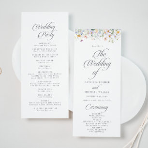 Whimsical Garden Wildflower Tea Length Wedding Programme