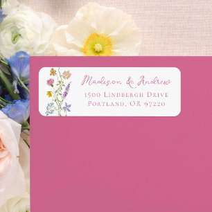 Whimsical Garden Wildflower Wedding Return Address
