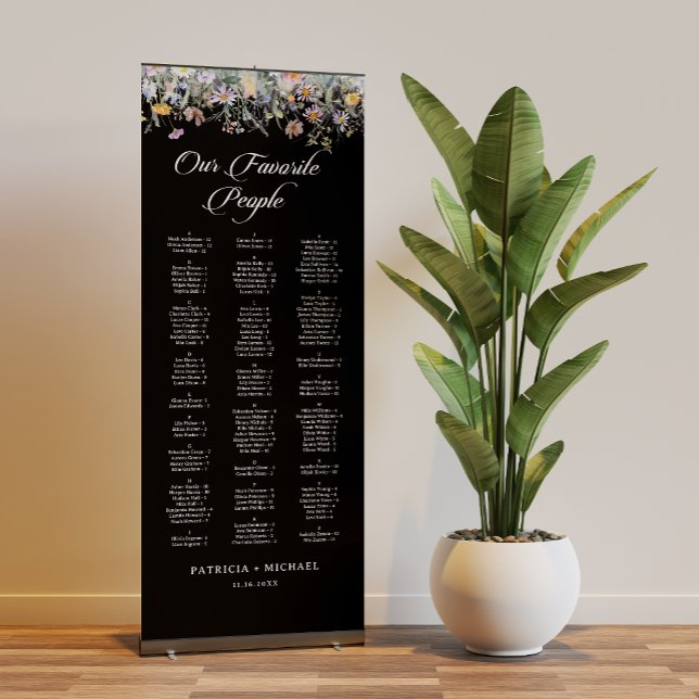 Whimsical Garden Wildflower Wedding Seating Chart Retractable Banner (Creator Uploaded)