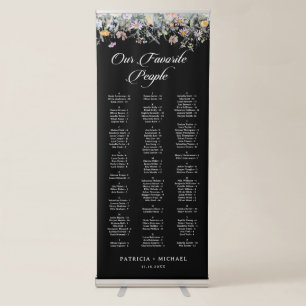Whimsical Garden Wildflower Wedding Seating Chart Retractable Banner
