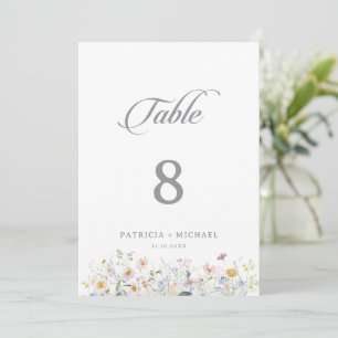 Whimsical Garden Wildflower Wedding Table Numbers
