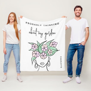 Whimsical Gardener Boho Floral Personalised Fleece Blanket