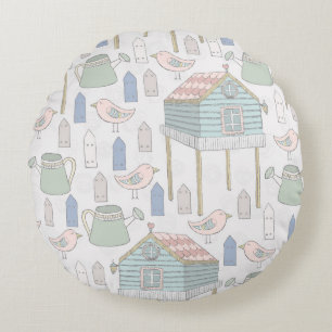 Whimsical Gardener Round Cushion