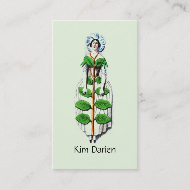 Whimsical Gardener Woman Of Flowers Business Card (Front)