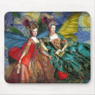 Whimsical Gemini Astrology Artwork Painting Mouse Mat