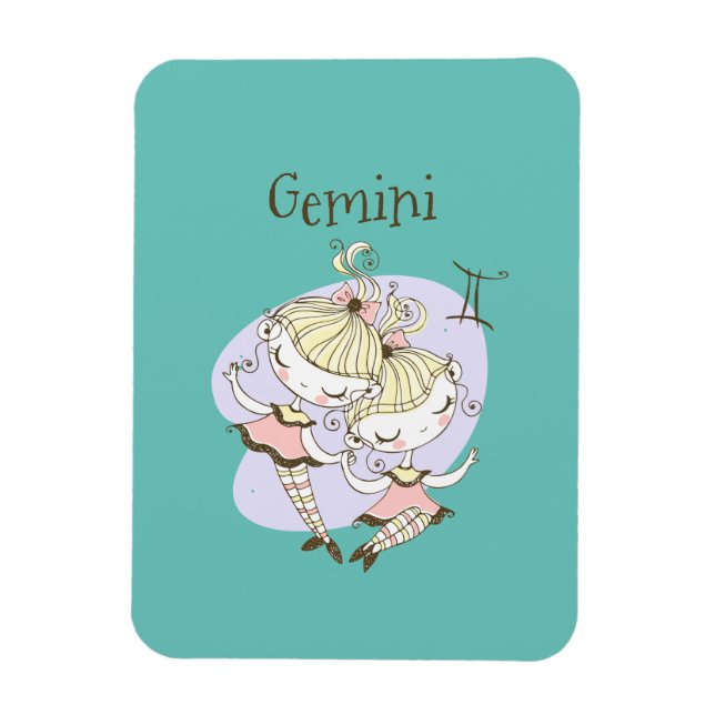 Whimsical Gemini Twin Girls Magnet (Vertical)