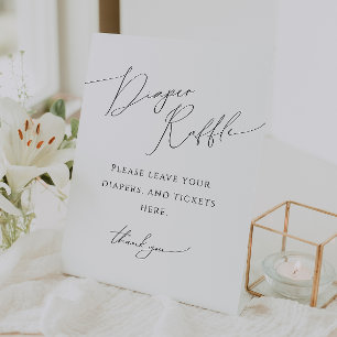 Whimsical Gender Neutral Diaper Raffle Baby Shower Pedestal Sign