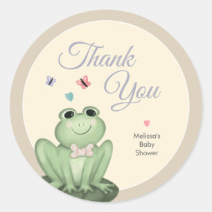 Whimsical Gender Neutral Frog Baby Shower Favour Classic Round Sticker