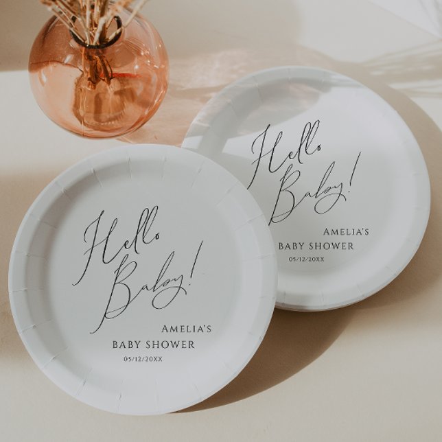 Whimsical Gender Neutral Hello Baby! Baby Shower Paper Plate (Creator Uploaded)