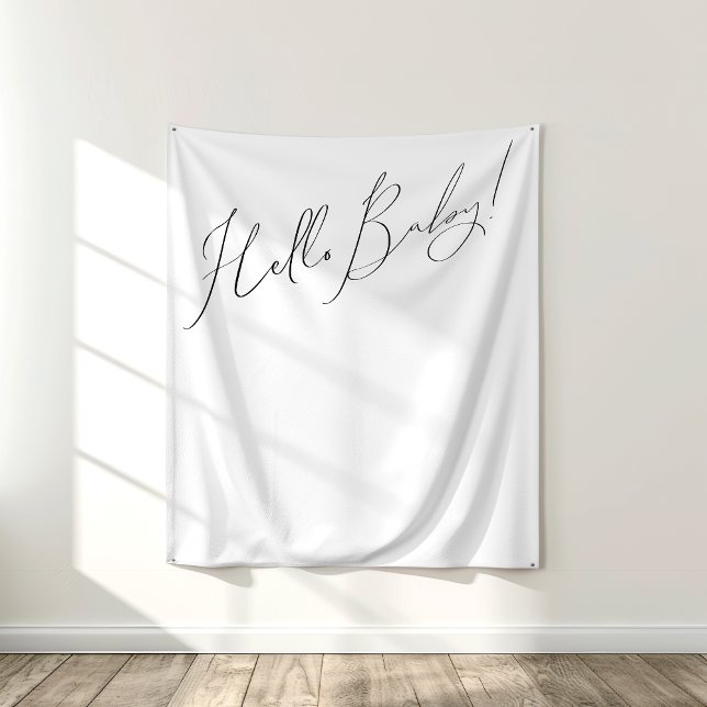 Whimsical Gender Neutral Hello Baby Backdrop Tapestry (Creator Uploaded)