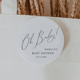 Whimsical Gender Neutral Oh Baby 6 Cm Round Badge