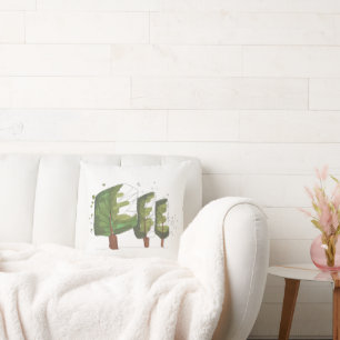 Whimsical Geometric Trees–Hand-Drawn Illustration Cushion
