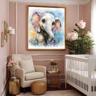 Whimsical Ghibli-Inspired Baby Elephant Art Print