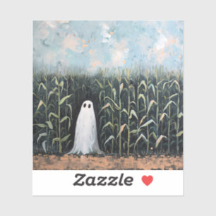 Whimsical Ghost Corn Field Oil Painting