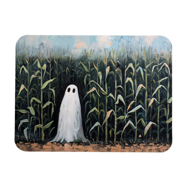 Whimsical Ghost Corn Field Painting Magnet (Horizontal)